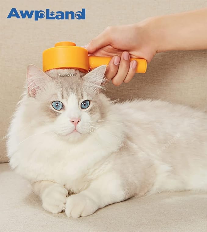 Cat Brush, Gentle Self Cleaning Pet Brush with Release Button for Cats and Dogs, Easy to Remove Loose Hair Daily Grooming Tool During Shedding Season
