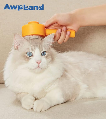 Cat Brush, Gentle Self Cleaning Pet Brush with Release Button for Cats and Dogs, Easy to Remove Loose Hair Daily Grooming Tool During Shedding Season