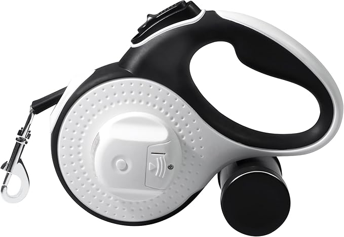 360° Tangle-Free Retractable Dog Leash 16 ft Heavy Duty Reflective Nylon Tape for Small to Medium Dogs Up to 60lbs,Soft Grip,Lock,Medium Size,White