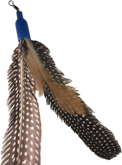 Free Cat Wand Toy with Feather and Bells and Replacement Feathers (24 Pack) Refill for Da Bird GoCat Toy Top Choice Teaser Interactive Play for Kittens All Natural Genuine Guinea Feathers
