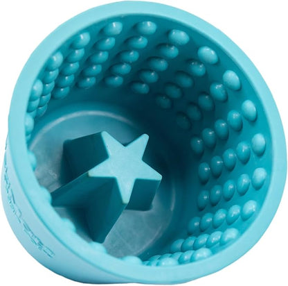LICKIMAT Yoggie Pot – Distraction, Fun and Enrichment. Long Lasting Rubber Licking Treat Dispenser for All Dog Sizes and Slow Feeder for Small Dogs - Turquoise