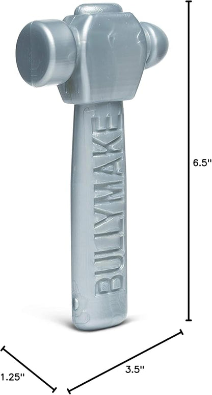BULLYMAKE Silver Tough Chew Hammer Toy for Dogs, Durable Nylon Dog Toys for Aggressive Chewers, Dental Stimulating, Tough Chew, Boredom Busting, Pet Supplies, Made in USA