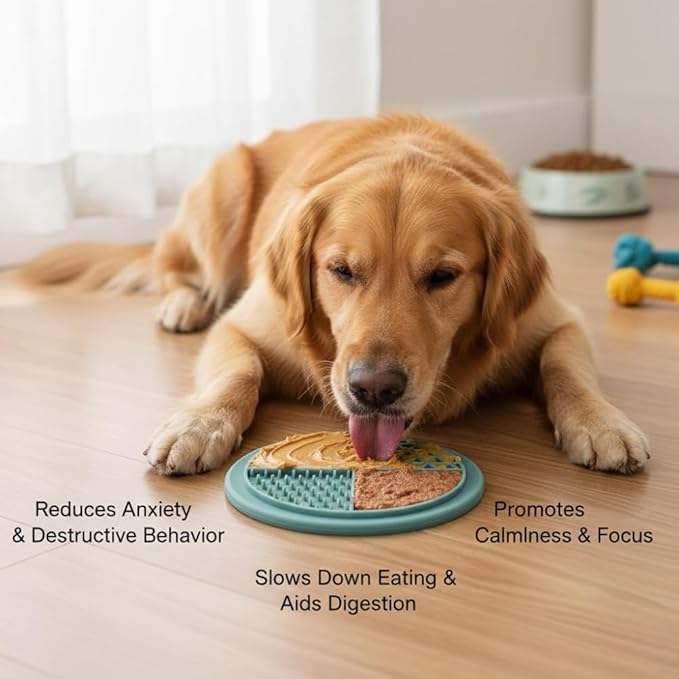 Food-Grade Silicon Circle Shaped Dog Lick Mat for Easy and Fun Bath | Lick Mat Dog Washing Distraction Device | Dog Care and Training Helpful for Pet Treats - 16.5x16.5 cm with Suction