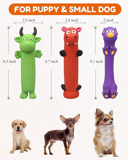 9" Squeaky Dog Toys - 3 Pack Funny Rubber Squeaky Toys, Latex Dog Chew Toys for Puppy