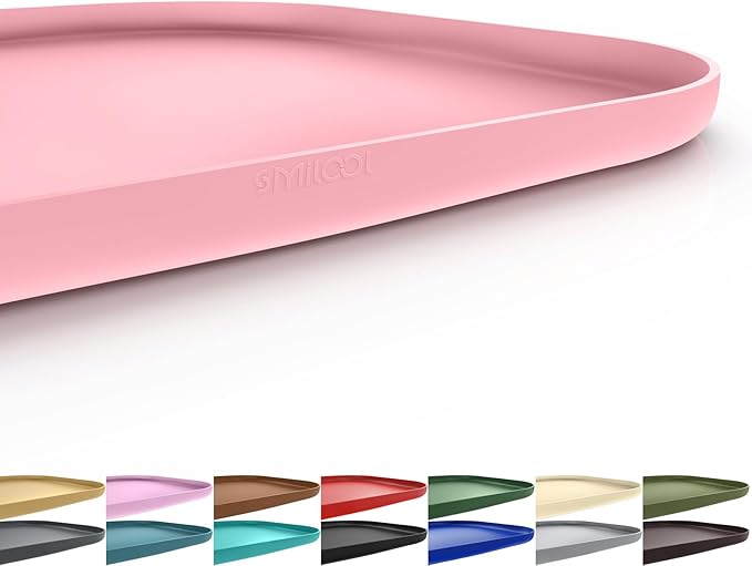 Silicone Pet Food Mat with Raised Edge for Food and Water Bowl, Dog Feeding Mats, Cat Food Trays for Floor Waterproof, Rubber Tray for Dogs and Cats, 22 x 14 x 0.8 Sakura Pink
