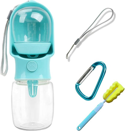 Dog Water Bottle with Food Container, Portable Pet Dispenser with Lock and Cleaning Brush,Dogs Stuff Water Bottle for Hiking,Travel (Blue)
