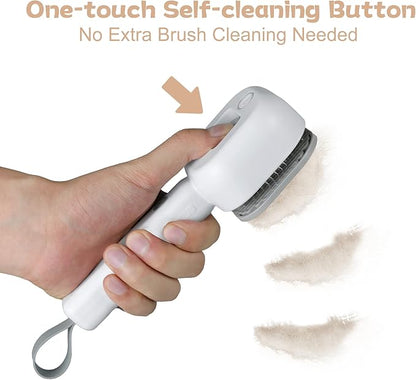 4 in 1 Cat Steam Brush - Self Cleaning Pet Steam Brush for Cat & Dog - Cat Brushes for Shedding with Quiet Motor - Elimination Flying Hair - Keep Your Clothes & Home Clean, White-Gray