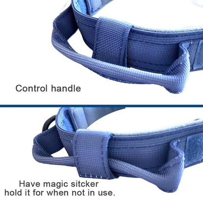 Xqpetlihai Tactical Dog Collar Adjustable Military Nylon Dog Collar with Control Handle and Heavy Duty Metal Buckle for Medium and Large Dogs (Dark Blue,S)