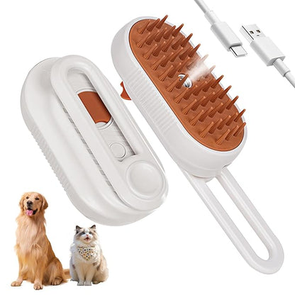 LINFOX 2-Pack Cat Steam Brush, 4-in-1 Pet Steaming Grooming Brush for Cats & Dogs, Rechargeable Anti-Static Comb for Cleaning, Massage & Shedding Control