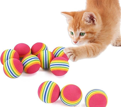 12PCS Foam Balls for Cats, Colorful Rainbow Cat Toy Sponge Balls Soft Pet Toy