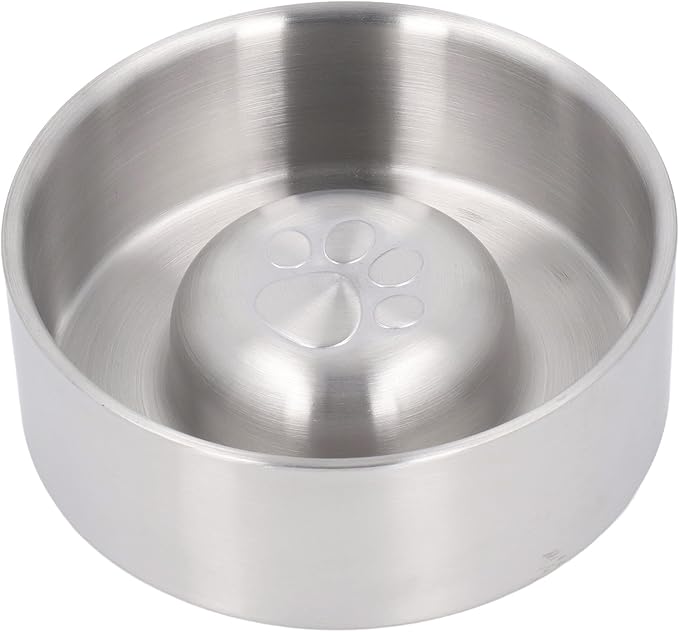 Pssopp Slow Feeder Dog Bowl, Dishwasher Stainless Steel Large Metal Dog Food Bowls with Non Slip Rubber Ring Modern Design Dog Slow Feeder for Medium to Large Dogs (24x17x18cm)