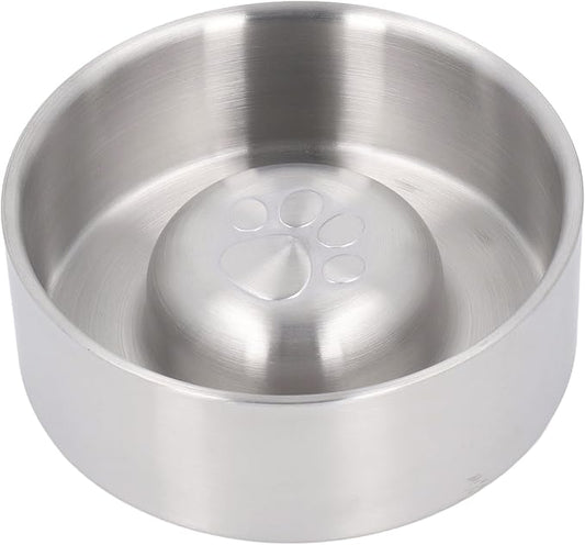 Pssopp Slow Feeder Dog Bowl, Dishwasher Stainless Steel Large Metal Dog Food Bowls with Non Slip Rubber Ring Modern Design Dog Slow Feeder for Medium to Large Dogs (24x17x18cm)