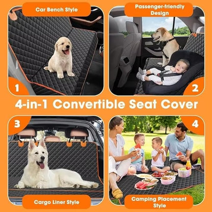 Dog Car Seat Cover for 2019-2023 2024 2025 Chevy Chevrolet Blazer, Waterproof 4-Layer Back Seat Protector Non-Slip Pet Bench Cover with Safety Belt