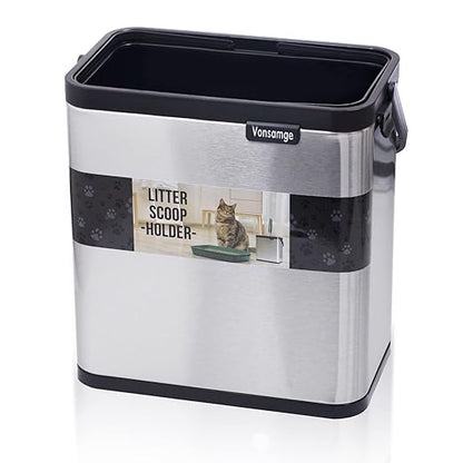 Universal Cat Litter Scoop Holder, Stainless Steel Small Portable Cat Litter Scooper Holder Trash Container.