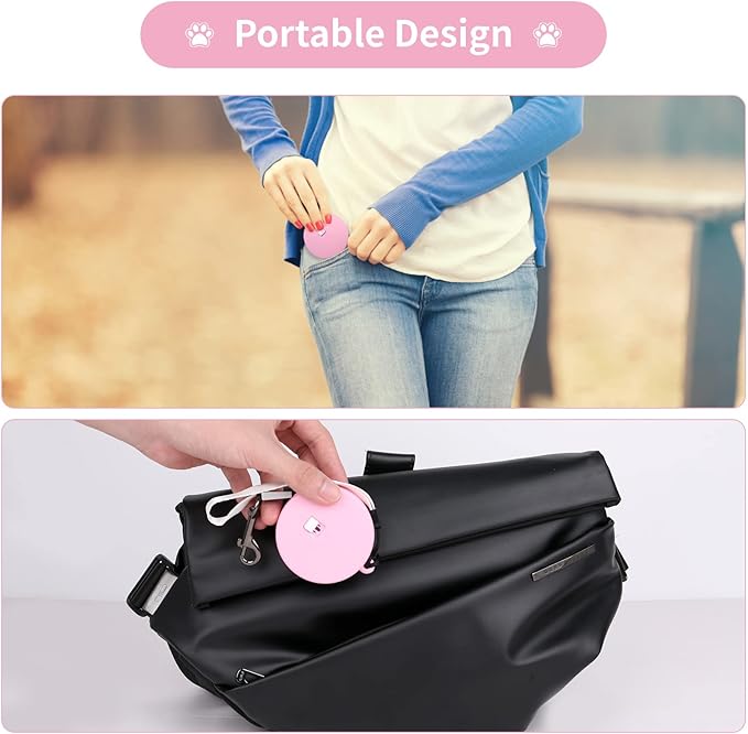 Retractable Dog Leash for Small and Medium Dogs up to 22lbs with 9.8ft Strong Nylon Tape, Hands Free, Portable and Lightweight Leash with Wrist Strap, One-Hand Brake, Tangle Free (Pink)
