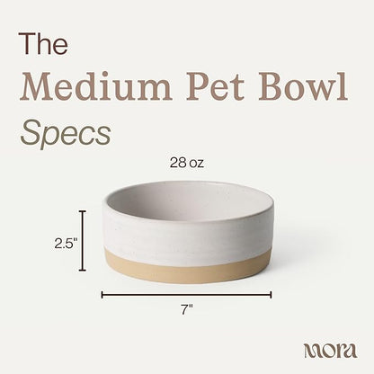Mora Ceramic Pet Bowl Size Medium - Food/Water Dish for Large Puppies, Cats, Retrievers, Medium Sized Dogs, ect. 28oz or 4 Cups - Basic Bowls for Your Dog or Cat, Mix and Match for a Set - Oat