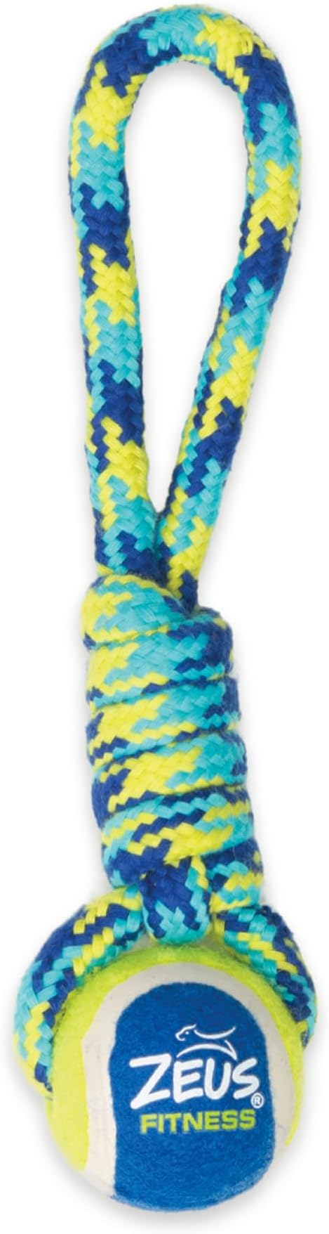 K9 Fitness by Zeus Tennis Ball, Rope Tug, 9-Inch with Ball, 2-Inch, Small Rope and TPR Spider Ball, 12-Inch