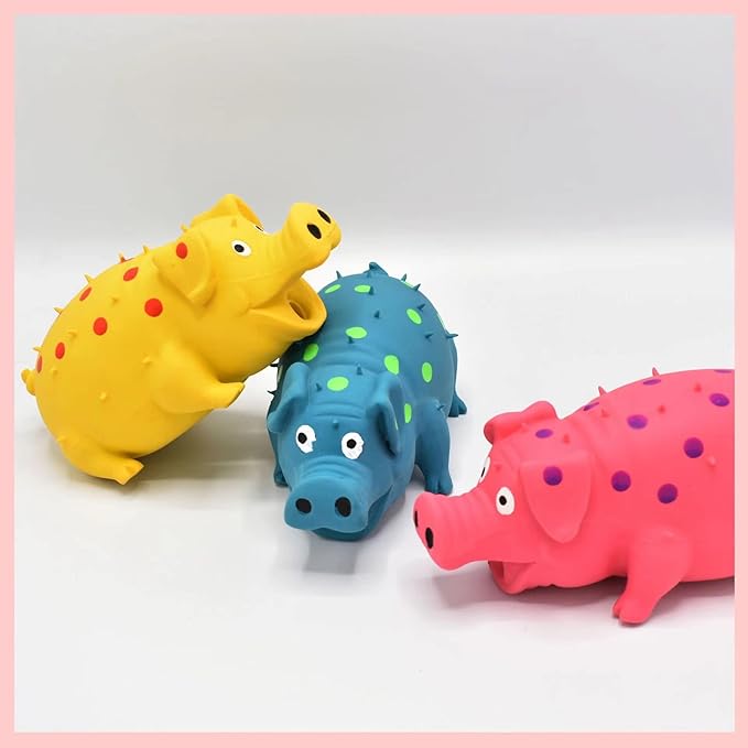 Squeaky Pig Dog Toys, 2 Pack Grunting Pig Dog Toy That Oinks Grunts for Small Medium Large Dogs, Grunting Pig Sound Play Dog Toy
