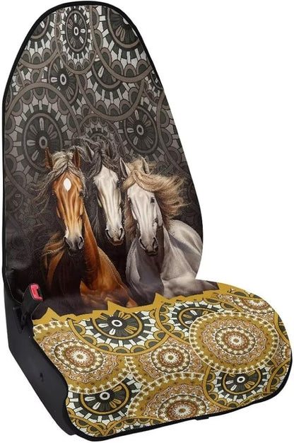 Coldinair Boho Towel Seat Covers for Cars,SUVs,Trucks,Tribal Horse Waterproof Sweating Car Front Seats Protector Cover for Workout,Gym,Beach,Universal Auto Interior Accessories for Women Men