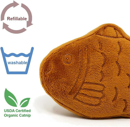 munchiecat Japanese Taiyaki Toy with Organic Catnip | Refillable, Washable for Cats and Kittens | Crinkles - Image 2