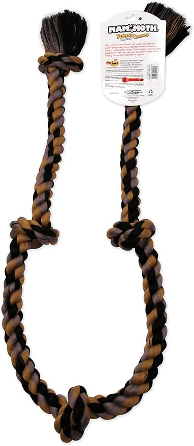 Mammoth Pet Products Flossy Chews Color Rope Tug – Premium Cotton-Poly Tug Toy for Dogs – Interactive Dog Rope Toy – Tug Dog Chew Toy, Beige, super xl 72”, 20042F