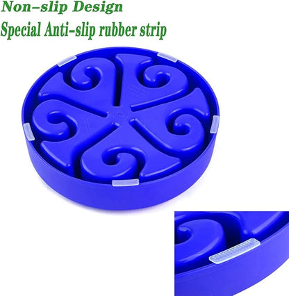 Dog Bowl Slow Pet Feeders Non Skid Bowl Dog Water Bowl Dry Food Bowl Slow Feeder Fun Slow Eating Bowl for Small Dog Large Dog Medium (Dark Blue, M)
