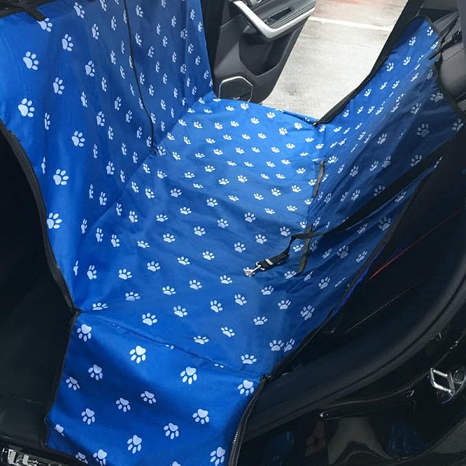 Dog Carriers Waterproof Rear Back Pet Dog Car Seat Cover Mats Hammock Protector with Belt Transportin-Blue