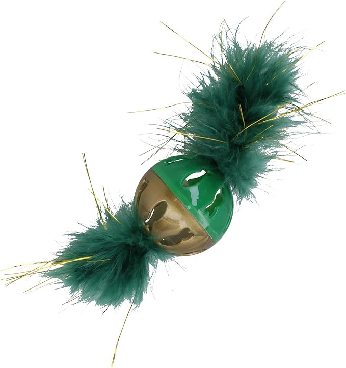 2PK Cat Kitten Christmas Magical Forest Feather Ball Festive Feline Play Toy