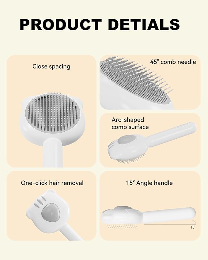 Dog Brush for Shedding, Gentle Self Cleaning Pet Brush with Release Button for Cats and Dogs, Easy to Remove Loose Hair Daily Grooming Tool During Shedding Season