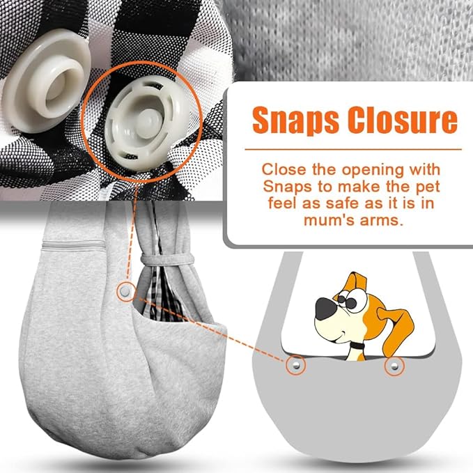 Tomkas Small Dog Sling Carrier - Cat Sling Carrier - Zipper Pocket & Adjustable Strap - for 3-10 lbs Pets(Gray) Puppy