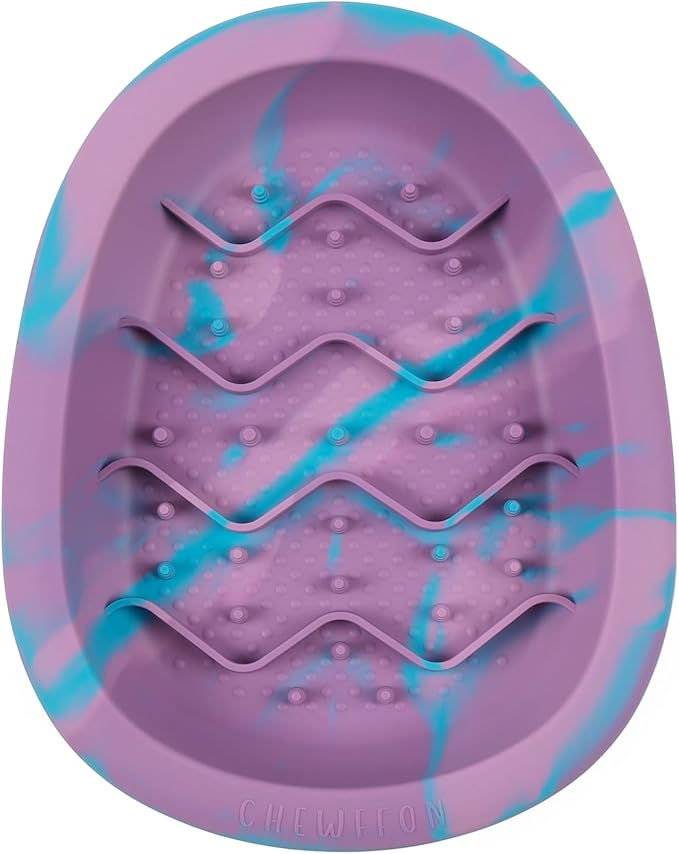 CHEWFFON Easter Dog & Cat Lick Mat Bowls, BPA-Free Silicone Slow Feeder Bowl with Suction Cups, Non Slip Pet Food Bowl Reduces Boredom and Anxiety, Dishwasher Safe, Blueberry
