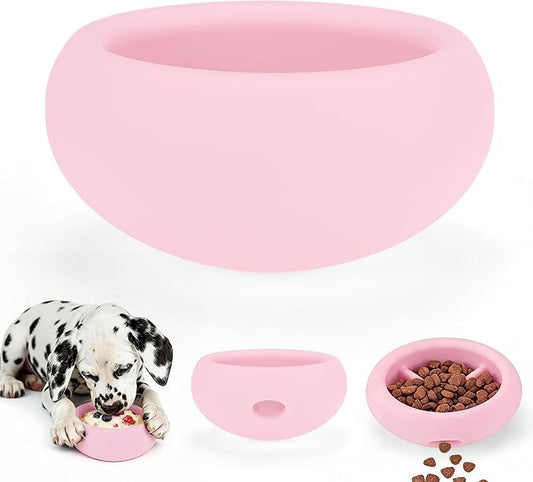 Dog Enrichment Toys, Durable Silicone, Interactive Engagement Slow Feeder Dog Bowls, Pink