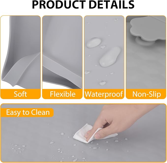 ELEGX Pee Pads Tray Silicone Dog Bedpan Tray, High Edge Puppy Pad Holder Tray for Easy to Clean and Spill Free Dog Bedpan Training Pad Tray with Fixing Buckle (24 INCH x 24 INCH)