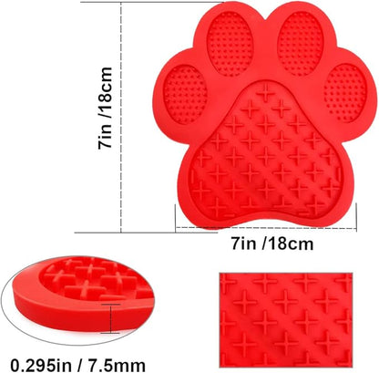 Dog Lick Pad, Dog Washing Distraction Device, Slow Eating Cute Pet Mat with Super Suction for Dogs Licking Peanut Butter, Pet Bathing, Grooming Training (red)