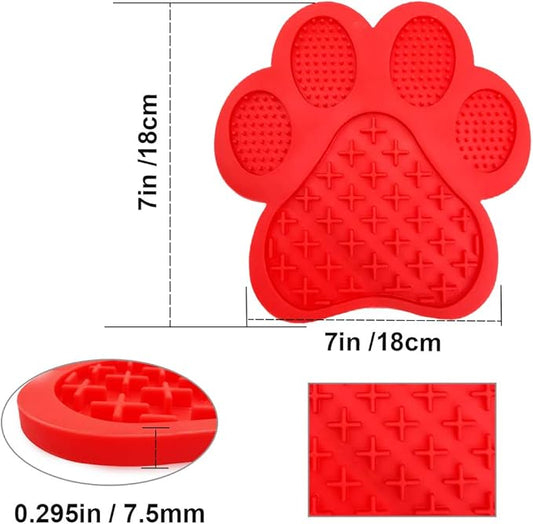 Dog Lick Pad, Dog Washing Distraction Device, Slow Eating Cute Pet Mat with Super Suction for Dogs Licking Peanut Butter, Pet Bathing, Grooming Training (red)