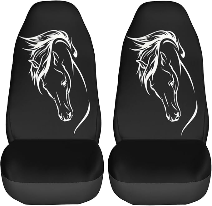Foruidea Horse Head Car Seat Covers Universal 2 Pcs Auto Front Seat Cover Fit Most Cars,SUV,Sedan,Trucks