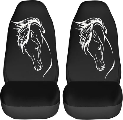 Foruidea Horse Head Car Seat Covers Universal 2 Pcs Auto Front Seat Cover Fit Most Cars,SUV,Sedan,Trucks