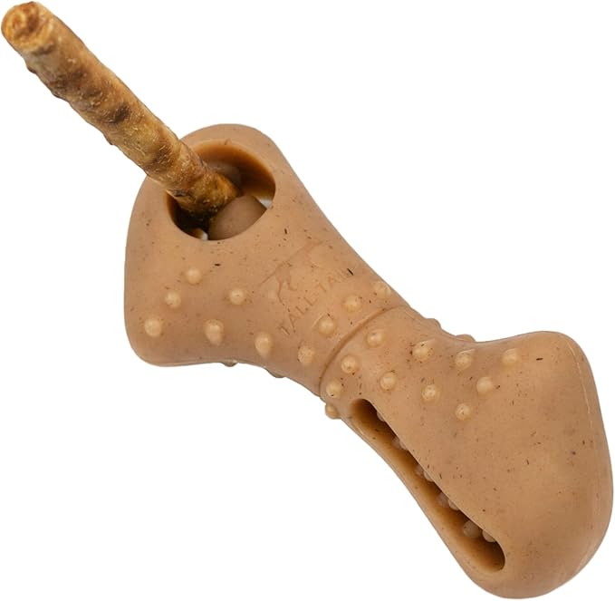 Tall Tails Bully Stick Holder & Chew Toy for Dogs – Bacon-Scented, Medium, Adjustable Treat Holder for Bully Sticks & Spreadable Treats, Choking Hazard Reducer, Durable & Dishwasher Safe