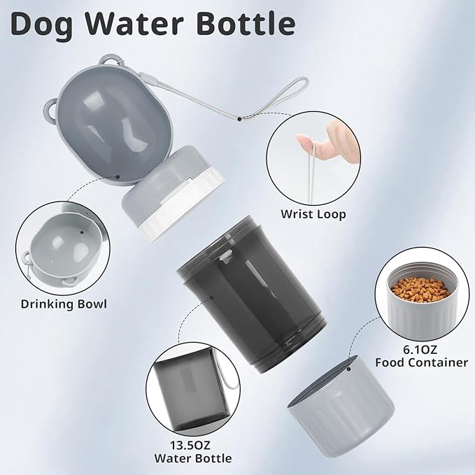 Pet Water Bottle Leak Proof Portable - Dog Water Dispenser with Drinking Bowl, Puppy Travel Accessories for Outdoor Walking, Hiking, Running