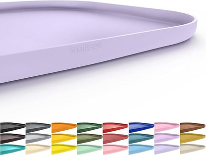 Silicone Pet Food Mat with Raised Edge for Food and Water Bowl, Dog Feeding Mats, Cat Food Trays for Floor Waterproof, Rubber Tray for Dogs and Cats, 19 x 12 x 0.7 Light Purple