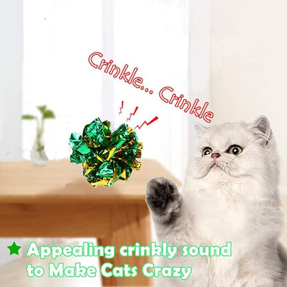 Original Mylar Crinkle Balls Cat Toys - 24 Pack