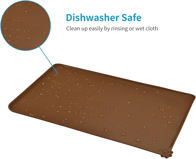 AUDWUD Silicone Waterproof Pet Feeding Mats,Anti Slip Bowl Pad,Dog Mat for Food and Water