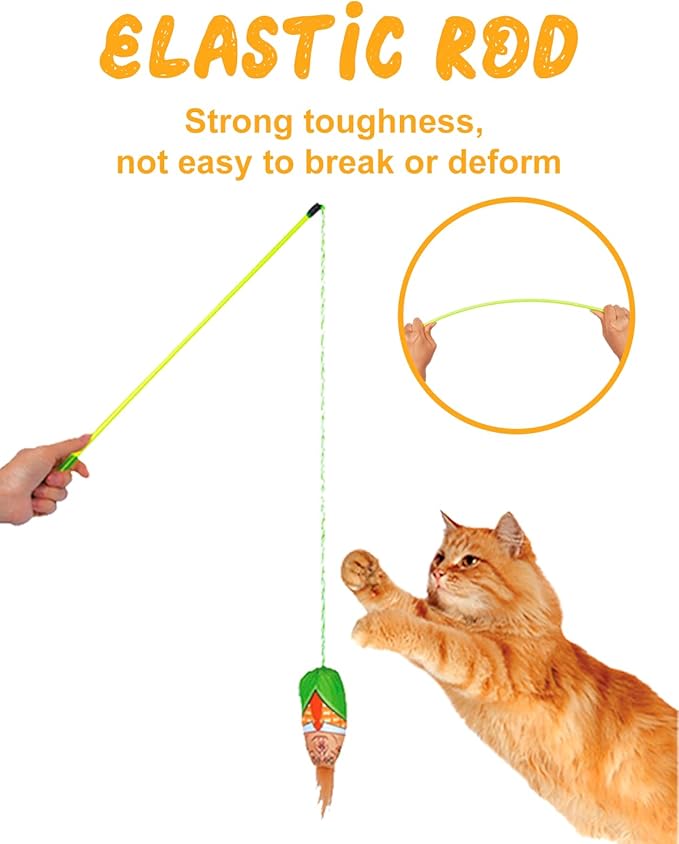 Interactive Cat Toys Donald Trump Toy, Trump Doll Feather Wand Toy, Catnip Toys, Cat Teaser Wand String, Fishing Pole,Kitten Play Exercise Toys,Halloween