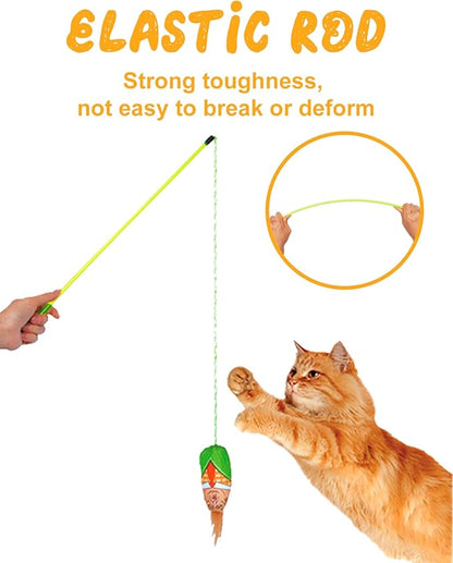 Interactive Cat Toys Donald Trump Toy, Trump Doll Feather Wand Toy, Catnip Toys, Cat Teaser Wand String, Fishing Pole,Kitten Play Exercise Toys,Halloween