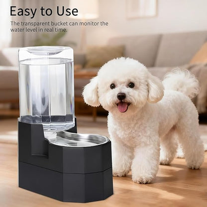 Sfozstra Large Dog Water Dispenser: 7L Raised Gravity Gray Automatic Stainless Steel Waterer - 100% BPA Free - Pet Feeder for Senior Dogs with Joint Pain in Bedroom Garden