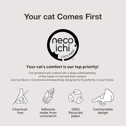 Necoichi Cardboard Cat Scratcher Bed for Indoor Cats - Cat Scratching Board, Horizontal Cat Scratch Pad Lounger with Reversible Usability and Extra Comfort for Lounge, Curved (18" Regular, Oak)