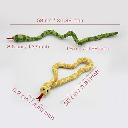 Andiker 2PCS Snake Cat Toys, 23.6 Inches Long Realistic Snake Shape Cat Plush Toy with Bite-Resistant Fabric Interactive Cats Toy for Indoor Cats to Bite Chew Keep Teeth Clean (Yellow&Green)