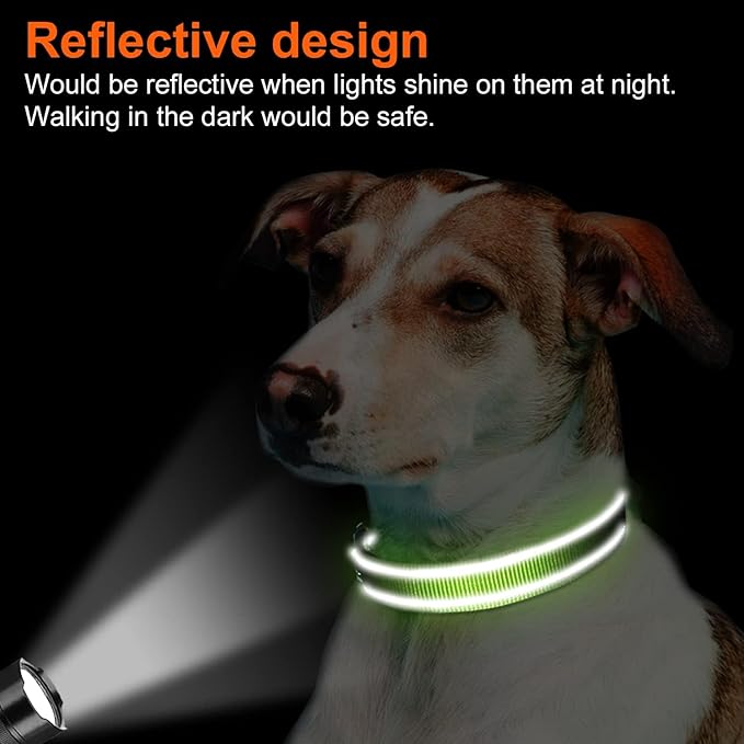 Joytale Reflective Dog Collar, Soft Neoprene Padded, Metal D-Ring, Nylon Pet Collar Adjustable for Extra Large Dogs, Green, XL