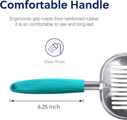 WePet Cat Litter Scoop, Aluminum Alloy Sifter, Kitty Metal Scooper, Deep Shovel, Long Handle, Poop Sifting, Kitten Pooper Lifter, Durable, Heavy Duty, for Litter Box
