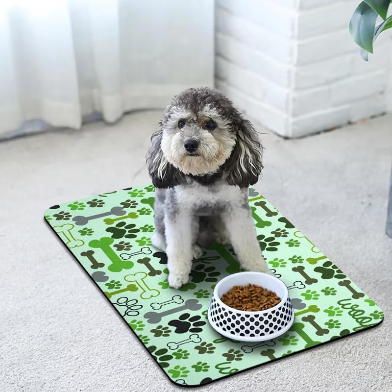 Dog Food Mats for Floors Waterproof, Pet Water Bowl Mats Pet Feeding Absorbent Placemats Green 17 * 30 inch - Image 6
